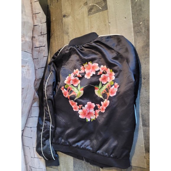 Decree bomber satin floral‎ jacket woman's AS IS - Picture 4 of 6